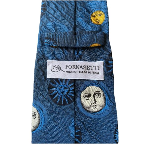 Fornasetti Milano silk tie Sun Moon face pattern Graphic Lunar Space Made Italy - Picture 2 of 7